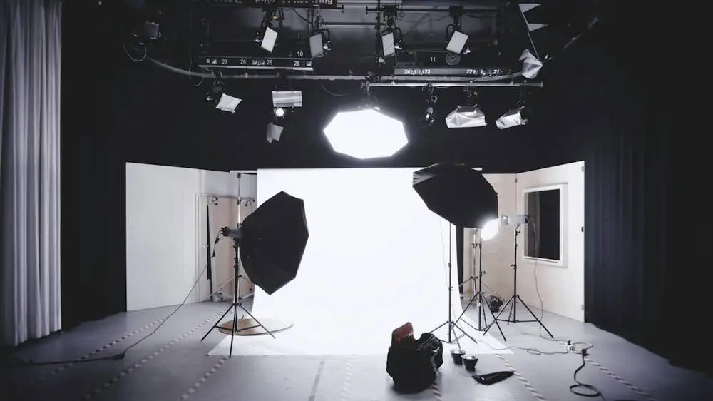 Photography studio set up for a shoot